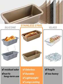 1/2 Loaf Pan, Gold Bread Baking Pan, Carbon Steel Rectangular Bread Mold, Large/Medium/Small Pound Cake Mold, Rectangular Toast Baking Pan, Non-Stick Toast Box, Pound Cake Baking Tray Tools, Suitable For Baking, Homemade Sourdough And Sandwich Bread | Home Party Birthday Cake Making, Easy To Clean, Home Baking Tools - Multicolor - View 4