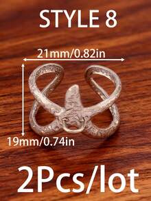 2 piezas/lote Anillos con forma de estrella de mar y corazón chapados en oro de 18K PVD, accesorios de acero inoxidable ajustables, base de anillo abierto geométrico de cadena ancha para hacer joyas DIY - Anillo DIY - Ver 18