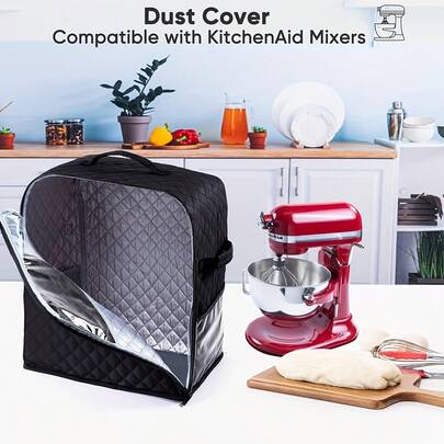 Upright Mixer Cover With Appliance Slide Base, Compatible With KitchenAid Mixer Storage Bag, Fits 4.5/5 Quart (Approx. 1.9 L) / Suitable For 6 - 8 Quart With Pocket, Can Store Kitchen Accessories And Attachments, Black, Classic