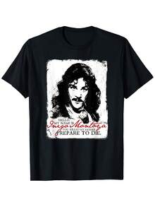 Camiseta de la película La Princesa Bride para hombres y unisex - Inigo Montoya "Prepararse para Morir" Camiseta Gráfica Vintage, 100% Algodón Suave y Transpirable, Cita Icónica para Fans, Ropa Casual o Eventos de Disfraces, Camiseta de Cuello Redondo Duradera - Negro - Ver 2