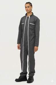 THEGEWA JUPITER PRO WORK COVERALL - WORK SUIT WITH DOUBLE ZIPPERS - 2 COLORS TO CHOOSE FROM: GREY AND GREEN, VARIOUS SIZES FROM S TO 3XL. Plain, Regular Fit, Wrap-Around Work Coverall - 灰色 - 查看 9