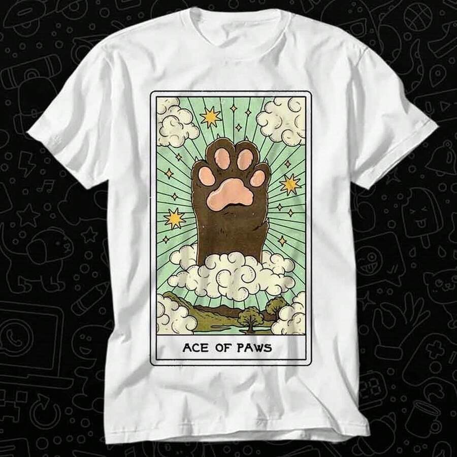 Mia Uni Con La Rta Del Tarot Ace Of Paws, Adivino, Regalo Para Adultos, Músi Vintage, Mejor Película OZ468.220G Clic Pure Cotton T-Shirt - The Perfect Blend Of Sual And Act, I For Everyday Wear And The Gym, A Warm Gift For Your HusbandWifetops WoM.En Fall OutfiT.S For WoM.En  VaC.Ation OutfiT.S WoM.En Halloween Costume - trắng - Xem 1