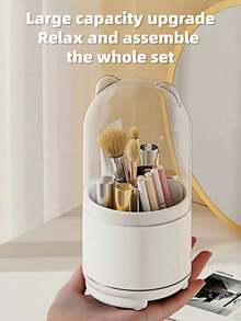 Soporte giratorio de 360 grados para brochas de maquillaje, organizador de maquillaje para tocador, estante de almacenamiento de lápices labiales para escritorio. Soporte giratorio para brochas de maquillaje, taza transparente a prueba de polvo para bolígrafos, organizador de brochas de sombra de ojos, estante de almacenamiento de lápices labiales, bolsa de maquillaje, esencial de viaje - Multicolor - Ver 10