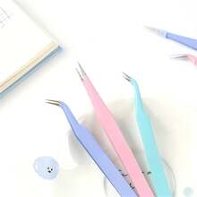 Hand Account Tweezers Stainless Steel Colorful Tweezers Macaron Stickers DIY Vintage Tweezers - 顏色隨機 - 2 件裝 - 查看 3