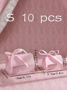 10个装时尚压纹礼品盒，黑白款式，配缎带和仿珍珠手柄，多种尺寸可选，适用于各种场合。凸版印刷花卉糖果盒，迷你包装袋，纸盒，礼品套装盒，小礼品袋，婚礼回礼，派对装饰。