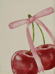 1pc Unframed Wall Art Print: Cherry Bow, Lucky Girl. Ideal Gift For Bedroom, Living Room, Hallway, Wall Art, Wall Decoration, Winter Decoration, Room Decoration Gifts, Birthday Gifts - Multicolor - View 20