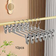 10pcs Stainless Steel Pants Clips - Expandable, 35g Weight, Seamless, Easy To Use - Ideal For Wardrobe And Home Use - Great For Hanging Skirts And Children's Clothing
