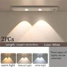 1pc/2pcs Smart LED Motion Sensor Light, USB Rechargeable PIR Sensor Wall Lamp, Ultra-Thin Cat Eye Hill Lamp Strip, 3 Lighting Modes Adjustable, Suitable For Kitchen, Wardrobe, Wine Cabinet, Shoe Cabinet, Bedroom Lighting