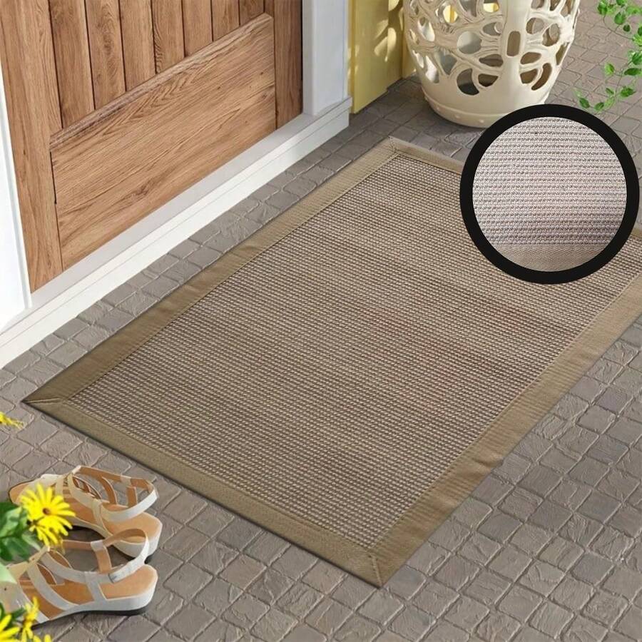 Alfombra de color para entrada o tapete de entrada 100% yute con medidas 90x50 cm base antideslizante modelo J002 - J002 - Ver 1