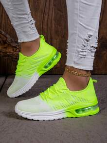 Comfortable,Casual,Commuter,Mothers Day Gifts ,Holiday,Halloween,Christmas,Personalized,Halloween Women's Fashion,Fallfreshnes,1 Pair Women's Striped Casual Sport Shoes, Lightweight Round Toe Sporty Style Low-Top Athletic Sneakers - White and Green - View 6