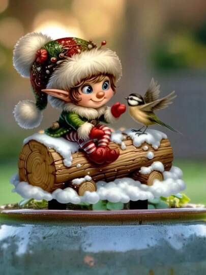 Encantadores postes de jardín de estilo bohemio de hadas de invierno y gorrión de acrílico 2D planos - Perfectos para arte al aire libre, césped y jardín, regalo ideal para amantes de las plantas, sin batería, con tema navideño