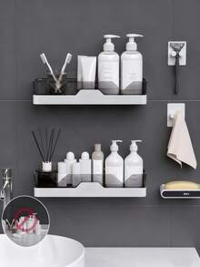 Étagère de douche adhésive : Organisateur mural de salle de bain haut de gamme - Étagère de douche sans perçage - Rangement adhésif de cuisine Étagère de rangement anti-rouille