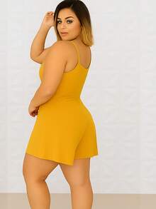 Loose Strappy Romper - 芥末黃 - 查看 2