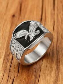 MONALLY 1pc 18K Gold Plated Stainless Steel Eagle Men's Ring, Perfect For Parties, Banquets & Nightclubs Jewelry Gift - Ring - View 6