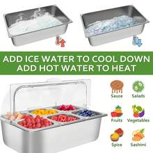 kangten Countertop Food Display Container Ice Food Serving Tray 6 Pans Buffet Condiment Dispenser - Salad Dressing Appetizer Spice Fruit Cold Serving Station A Nice Gift - 6 Pan - View 4
