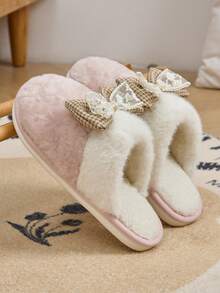Cute Pink Kitten Design Slippers, Soft Plush Lining, Comfortable Anti-Slip Indoor Shoes For Women, Winter