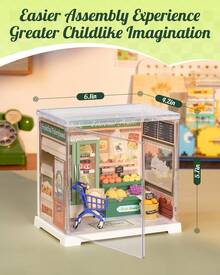 Robotime Rolife Super Creator DIY Plastic Miniature House Building Set - 3D Puzzle With Dustcover, Compatible With Mini Figures, And A Variety Of Themes. This 3D Model Toy Is Suitable For Teenagers And Adults, Making It An Ideal Christmas Or Birthday Gift - 01-Fresh Fruit Shop - 查看 5