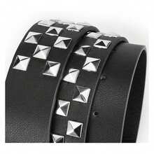 Women's Studded Belt Punk Rock Goth -Leather Spiked Belts For Fashion, Casual Wear - Gothic Style Thick Belts Black, X-Small - Large - 多色203 - 查看 2
