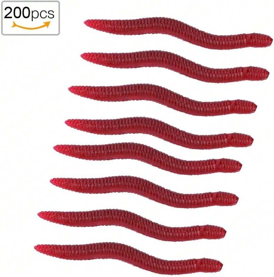 SeñUelos de Pesca, 4cm Insectos Blandos Lombriz de Tierra Cebo del Mar Gusano de Sangre SeñUelos Cebo Artificial, Cebo de Lombriz de Plástico Suave para Cualquier Especie de Agua(200pcs / Pack) - 1 - Ver 1