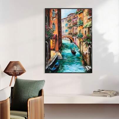 1개 베니스 운하 유화 - 이탈리아 벽화 - 벽 예술 - 캔버스 프린트 - 포스터 - 액자 없음 - 침실/거실 장식