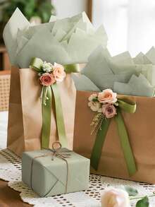 1/5/10 hojas de papel de seda verde salvia, papel de regalo de Navidad verde, papel de embalaje, papel delgado para bolsas de regalo, papel de regalo de manualidades DIY para flores de cumpleaños, bodas y fiestas - Multicolor - Ver 5