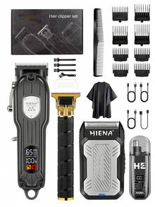 HIENA 四合一男士理容套装，包含无线理发器、精密修剪器、T9 双刀头剃须刀、360° 鼻毛修剪器、无线理发器、专属理容工具、精美礼盒包装，是您的完美伴侣。 - 黑色 - 查看 14