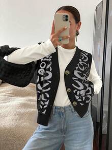 Freeform 春夏新款女式毛衣背心外套，白色、黑色、棕色、粉色可选，时尚简约商务休闲通勤优雅度假高端百搭修身可爱上衣，韩版风格 - 灰色 - 查看 3