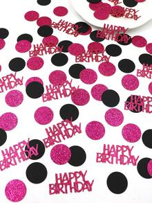 Bộ 100 miếng chữ Happy Birthday lấp lánh màu hồng đậm, chấm bi đen và hồng đậm dùng để trang trí bàn tiệc sinh nhật - Màu Hồng Tươi - Xem 5