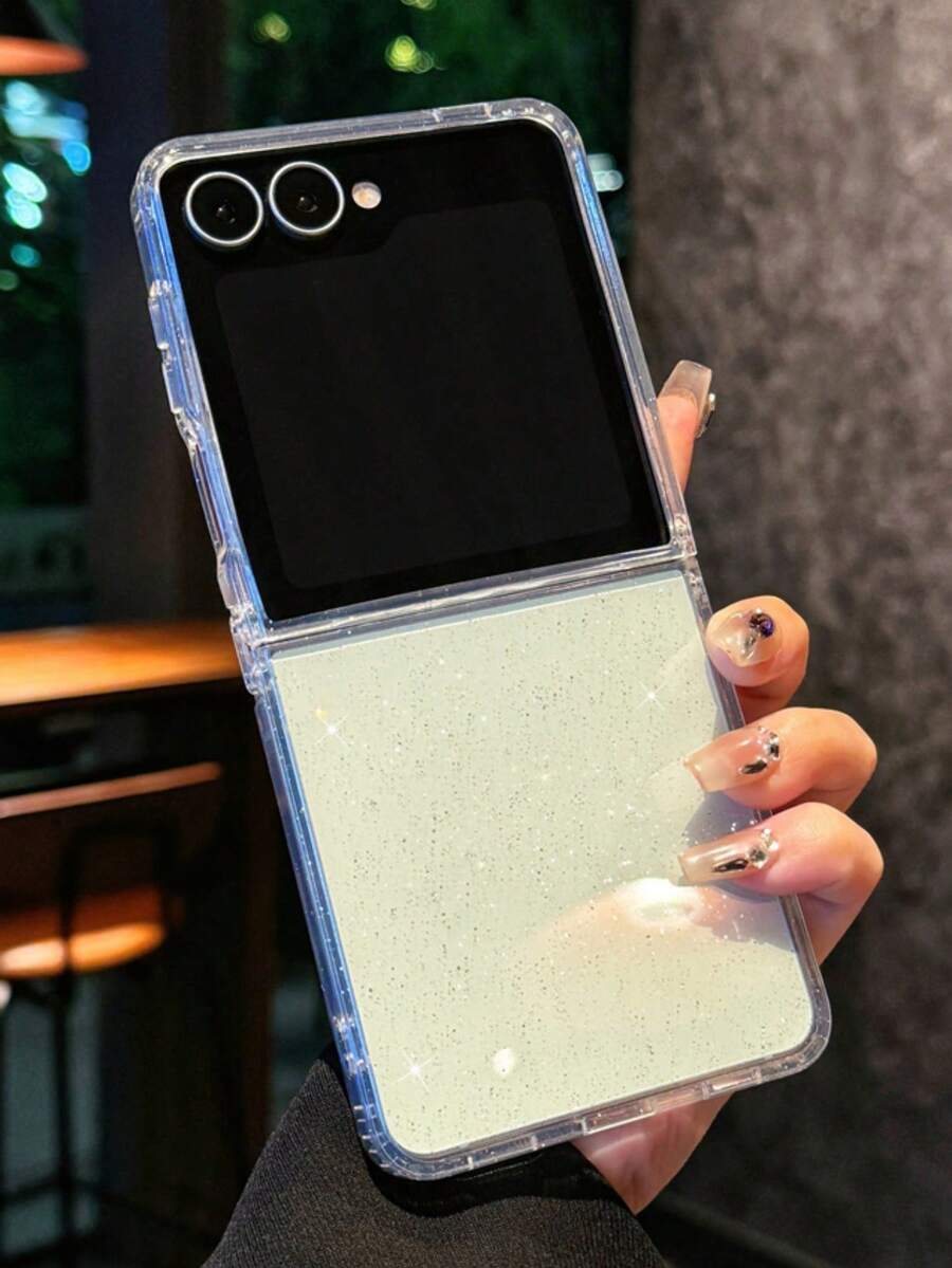 亮片透明手机壳，适用于三星 Galaxy Z Flip 7、Z Flip 6、Flip 5、Z Flip 4、3 5G，透明亮片防震保护套