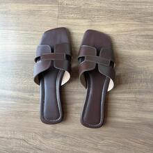 Women's Flat Sandals H Summer Fashion Everyday Special Size - Cà phê nâu - Xem 7