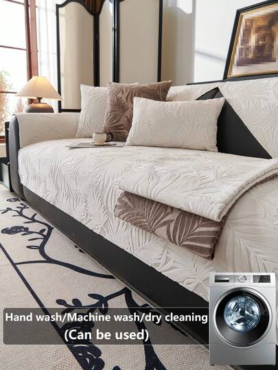 1件雪尼尔沙发套，3D立体花卉图案，简约惊喜风格，防滑防刮，四季皆宜，家居装饰