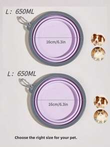 Pet Dog & Cat Foldable Travel Bowl - Color Random Dog Outing Dog Stuff Water Bottle Camping - Purple - View 9
