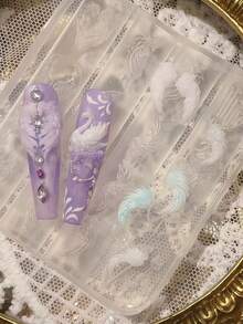 Molde de silicona 3D para decoración de uñas con arco y flecha de plumas de Cupido