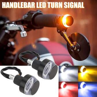 2 piezas/par Luz de señal de giro LED de 22MM para manillar de motocicleta, luz indicadora universal para manillar de 12V de 2 colores para accesorios de motocicleta, vehículos eléctricos y scooter