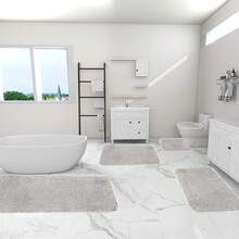 5-Piece Bath Rug Set Super Absorbent & Non-Slip Bathroom Mats, Ultra Soft Machine Washable Quick Dry Shower Mat With Toilet Lid Cover, Cloud Comfort Floor Mats For Bathroom Kitchen Bedroom Home Decor - 灰色 - 查看 6