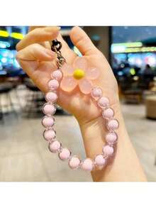 1件创意挂链手机壳链挂环女孩马卡龙INS风配饰串珠DIY手链贴纸挂件可爱创意挂绳钥匙扣水晶CCD手工吊坠 - 彩色 - 查看 15