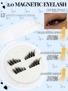 1 Cặp mi giả từ tính, kiểu nửa dải, không cần keo, mi giả ngắn từ tính, hiệu ứng trang điểm mắt mèo tự nhiên, có thể tái sử dụng, phù hợp cho nối mi, lý tưởng cho người hay làm việc nhà, các blogger làm đẹp và làm quà tặng. - Nửa lông mi - Xem 3