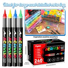 1pc Direct Liquid Soft Tip Acrylic Marker Pen 240 Color Set, Non-Transparent Watercolor Brush Pens For Art Students, DIY Crafts, Calligraphy, Scrapbooking, Handwriting, Card Making, Black Card Paper, Stone Painting, Christmas Decoration, Wood, Plastic, Canvas, Suitable For Students And Office Workers