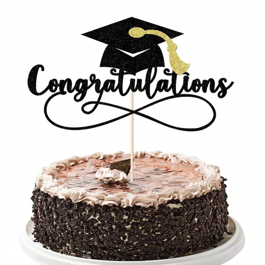 Congratulations 2025 Graduation Cake Topper,Congrats Grad Cake Decor - 2025 High Schoolsss/College/Senior Graduation Party Decorations Supplies (Black Gold){Inchcolor_nameinch:InchBlackGold(1)Inch} - Vàng đen(1) - Xem 1