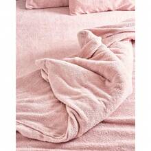 Rose Pink Teddy Fleece Duvet & Two Pillow Covers Set Super Soft - Hibernate Cosy Collection - King Size (230 X 200cm) - View 2
