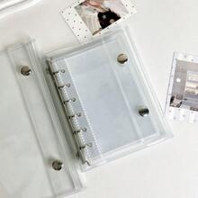 1pc A6/A7 Transparent Binder, Sticker Book, Sticker Book, FEINIBOOK Double Button Soft Leather Surface Binder Shell, Pp Material, Transparent Inner Page Replacement Core, Kpop Photo Card Storage, Can Be Used For Diy Sticker Books, Hand Books, Scrapbooks, Planning Books, School Supplies, Office Supplies, Etc - Clear - View 4