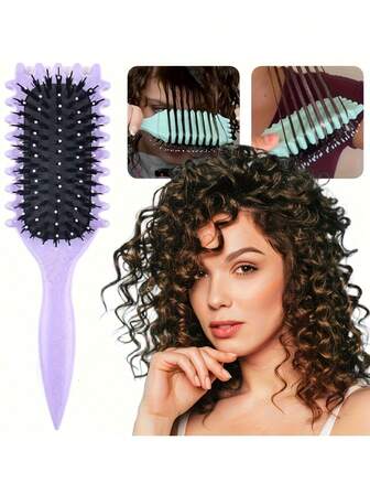 Curling Brush With - For Defined Curls & Volume, Heavy-Duty ABS Handle, Salon & Home Hair Styling Tool For Curly, Wavy, Straight Hair - Men & Women, Hair Curlers, Sleek Design, Comfortable Grip, Beauty Enthusiasts