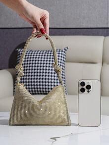Mini Sparkling Rhinestone Handbag, Elegant Clutch Purse For Women, Suitable For Parties, Galas And Events - Gold - View 6