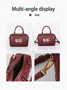 Geantă de pernă Boston cu model de elefant brodat, vintage nouă, la modă, 2025, geantă de mână pentru femei cu model de bowling, versatilă și rafinată, geantă de umăr crossbody de mare capacitate pentru navetiști