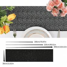 1/6/12Pcs Black Sequin Table Runner Set, Shimmering Sequin Tablecloth, Perfect For Weddings, Parties, Table Decorations, Banquets, Holidays,  Wedding Supplies, Home Decor, Western Decor,St Patrick's Day,Room Decor,Spring Decor, Living Room Deccor,Bachelorette Party,Easter, Graduation Ceremonies, And Bridal Gifts, Making It The Ideal Choice For All Festive Occasions. - 黑色 - 查看 5