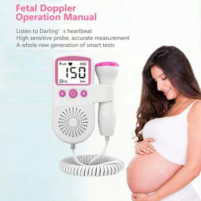Belovedone Monitor de batimentos cardíacos para bebês em casa, monitoramento de batimentos cardíacos fetais Doppler portátil, monitor de frequência cardíaca ultrassônico para bebês grávidas