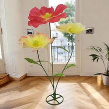 Large Artificial Flower For Decoration With Stands 5.6 Ft Artificial Silk Giant Flower Big Artificial Flores Gigantes For Wedding Party Banquet Backdrop Decor Photography Props Window Display Ideal For Elegant Event Settings Indoor And Outdoor Use Realistic Texture And Durable Material For LongLasting Visual Impact - 黃紅 - 查看 8