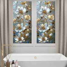 2D Flat Surface, 1 Piece Of Window Sticker, 2D Flat White Floral Art Pattern PVC Electrostatic Adsorption Window Film, Elegant And Light Luxury Style Home Decoration Window Film Decals For Living Rooms And Bedrooms, Artistic Atmosphere + Privacy Protection, Custom Sizes Available, Home Decoration, Floral Art Design, Glass Craftsmanship Texture, Durable Material, Electrostatic Adsorption Type, 2D Flat Surface, Window Art Decoration - 17.72*39.37吋(45*100公分) - 查看 8