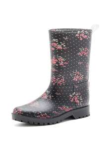 1 Pair Women's Mid-Calf Rain Boots, Fashionable Riding Style Waterproof Galoshes, Lightweight Outdoor Garden Rubber Boots - Multicolor - View 3