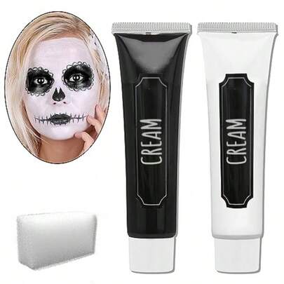 White  Body PaintClown Face Body Paint SFX Makeup Palette With Brushes Oil Based Cream Paint Palette Halloween Makeup Kit For Adults Cosplay Clown Skeleton Joker Ghost Zombie
